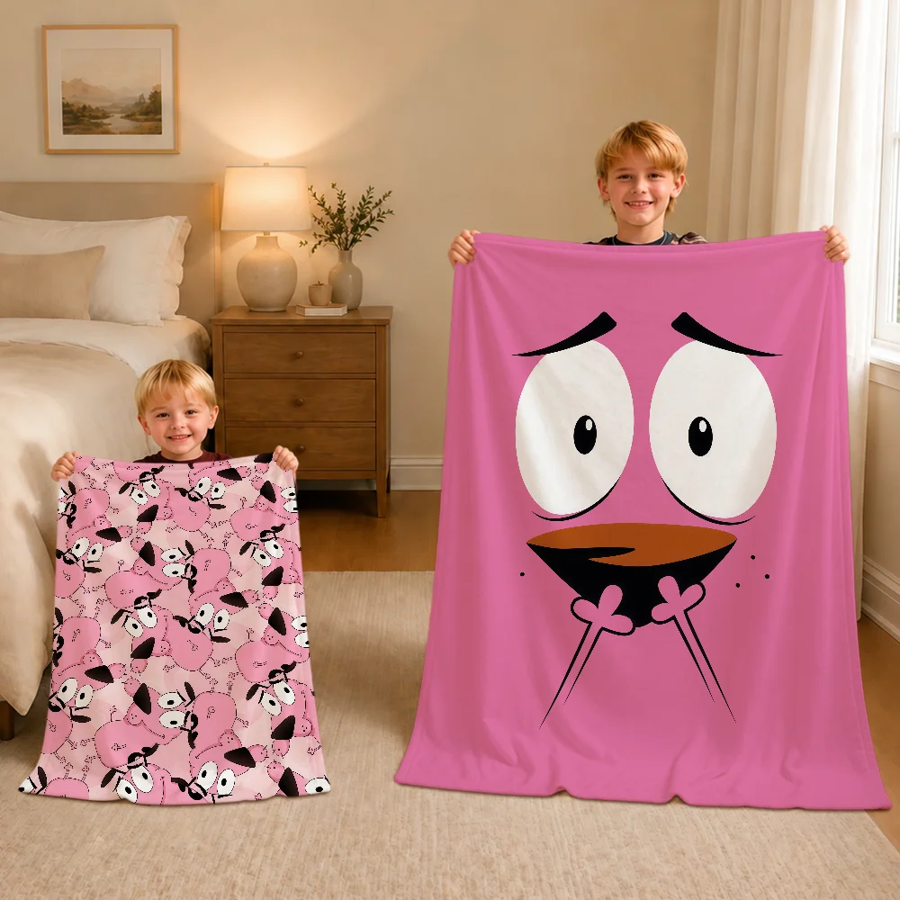 Funny Cartoon Anime Warm Soft Plush Blanket For Sofa Living Room Nap Home C-Cowardly Bedroom D-Dog Travel Gift Flannel Pet Hogar