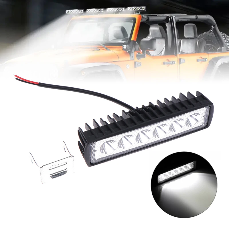 New！Car LED Light Bar 12V 18W 6000K Super Bright Work Lights For Car Motorcycle Truck Trailer Offroad Headlights Driving Light