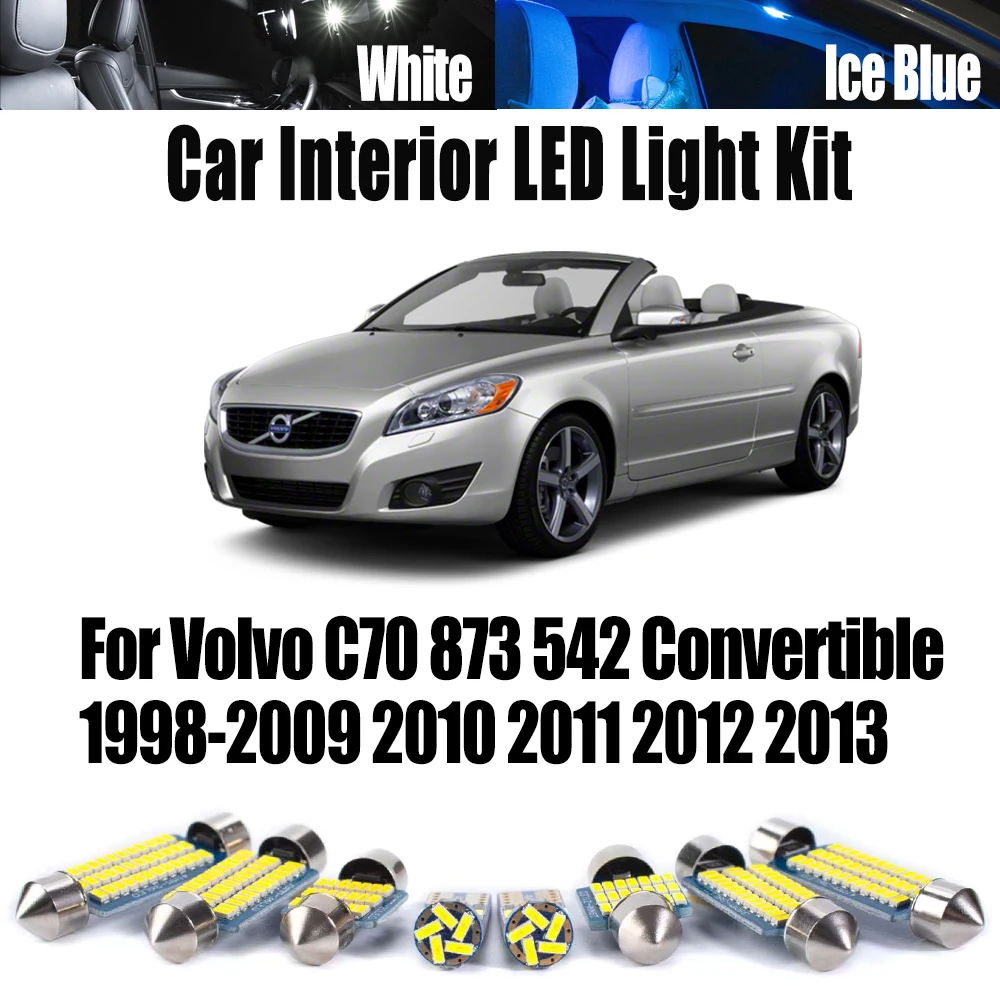 

Для Volvo C70 873 542 Convertible 1998-2009 2010 2011 2012 2013 Автомобильные аксессуары Дверная карта Купольные лампы Светодиодный комплект внутреннего освещения багажника