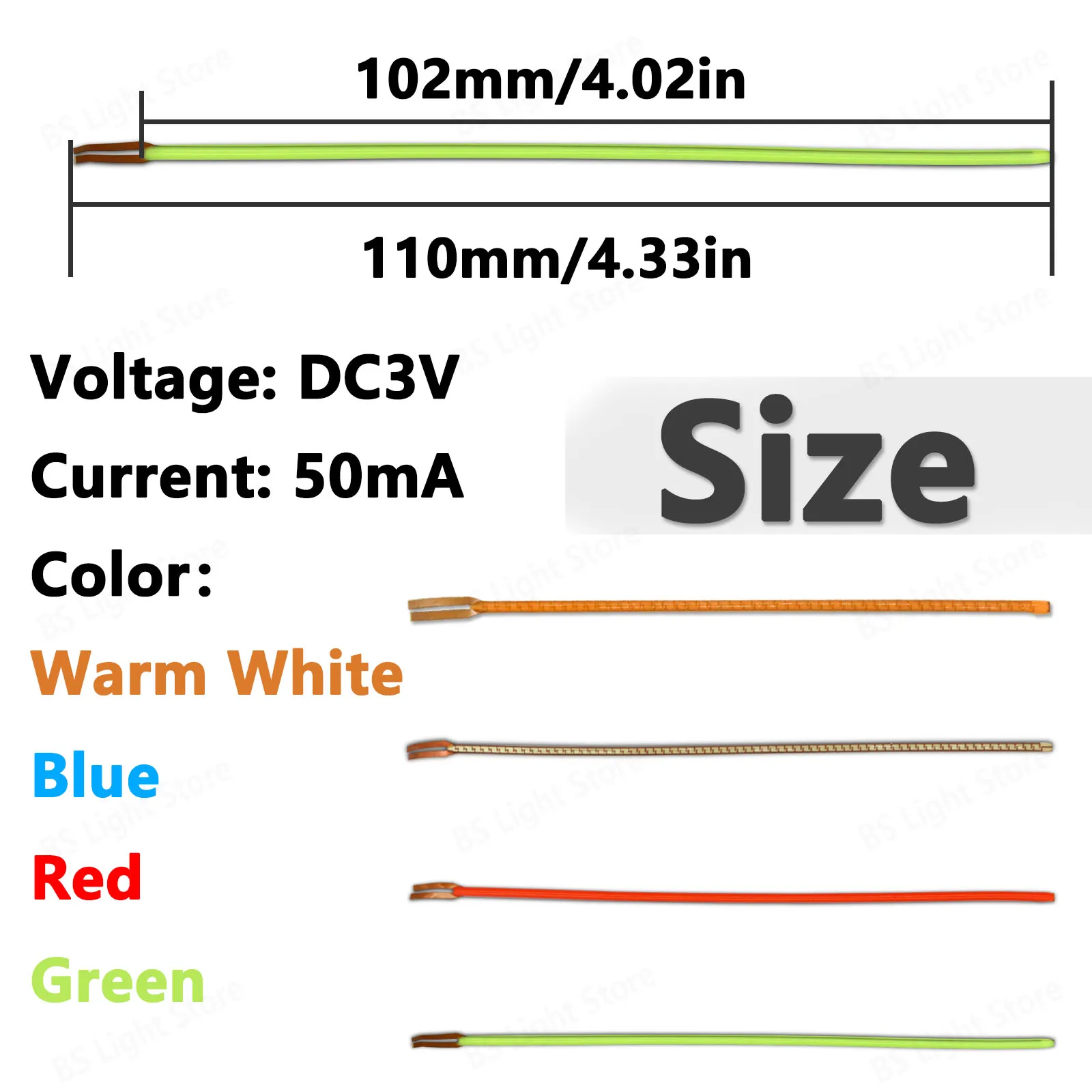 110mm led flexible filament 3v cob Red Green Blue 2700K Parts LED Lamp Bead Accessories Positive DIY  Atmosphere Lamp Art Lamp