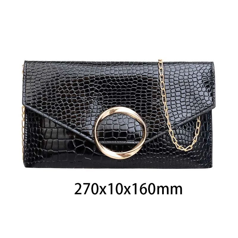 Alligator Orange Envelope Clutch Fashion PU Leather Clutch Bag With Chain Designer Lady\'S Handbag Purse Chain Crossbody Bag 2023