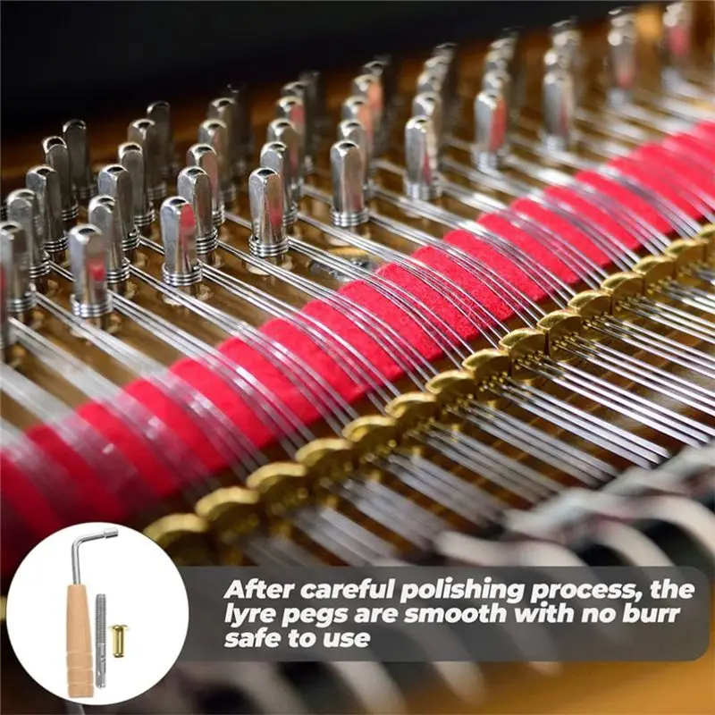 New Arrival 16Pcs Tuning Pin Nails And 16Pcs Rivets With L-Shape Tuning Wrench For Lyre Harp Small Harp Musical Stringed Instrum