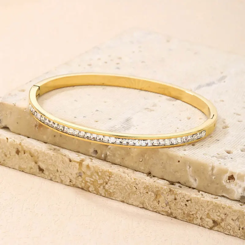 Anziw Luxury Moissanite Single-Row Starry Sky Bangles 2.3mm D VVS1 14K Gold Filled for Women Hand Chain Bracelet Jewelry Gift image 3
