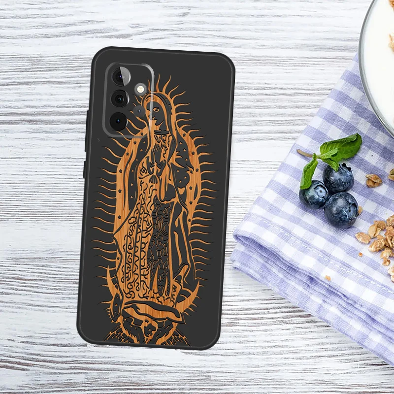 Guadalupe San Judas Wood Case For Samsung Galaxy A55 A35 A25 A15 A54 A34 A14 A51 A71 A12 A32 A52 A13 A33 A53  Cover