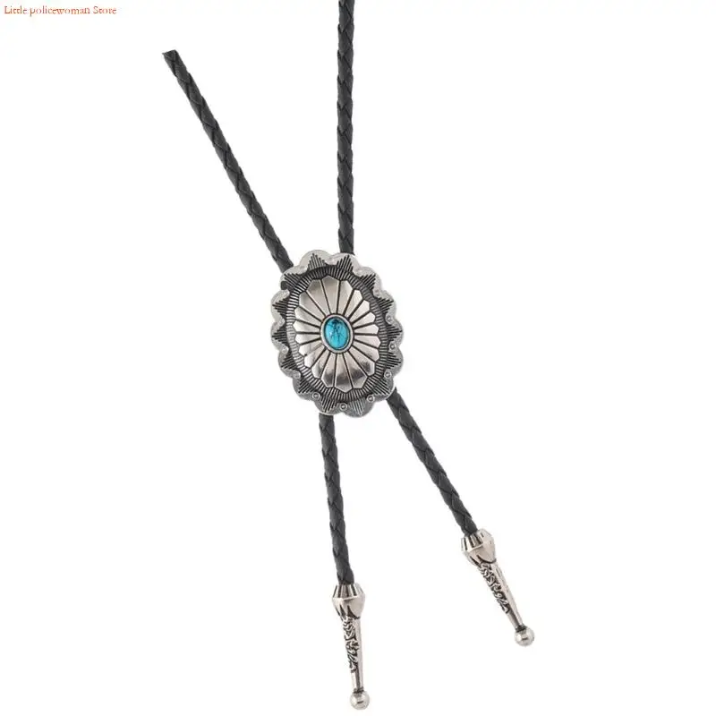F92D Posting Flower Bolo Tie Collar para hombres Mujeres Correo cuero cuero ajustable Corbalo Corbal