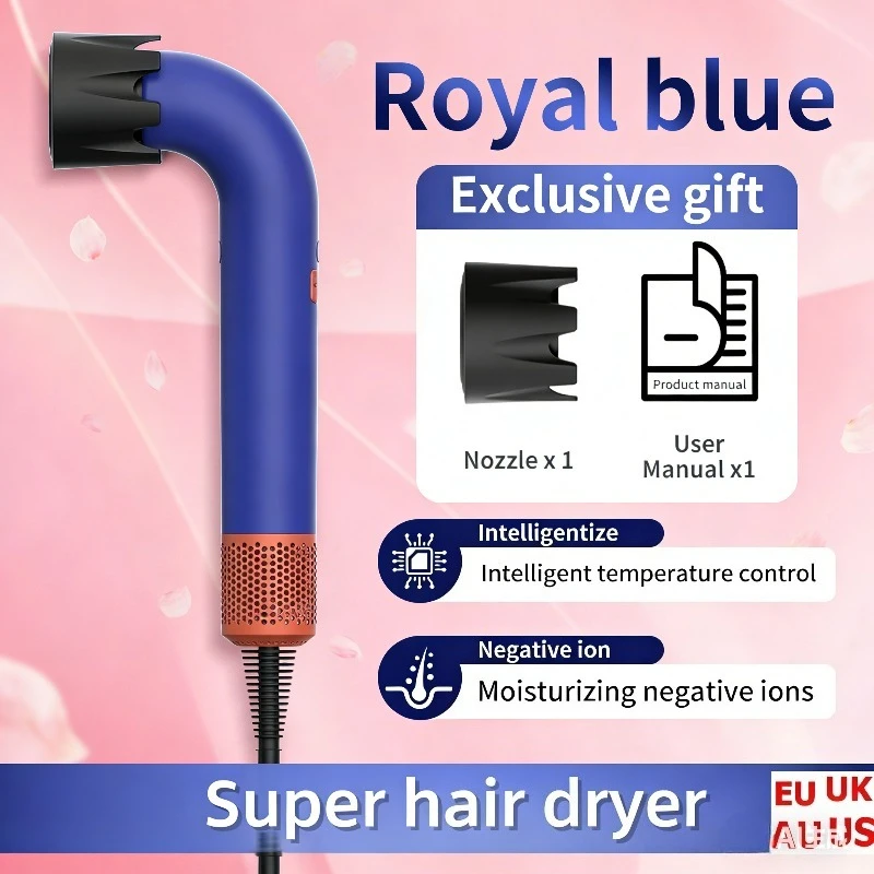 スーパーリーフレスヘアドライヤー-マイナスイオンブロードライヤー、高速乾燥とパーソナルヘアケアのための定常アニオンスタイリングツール