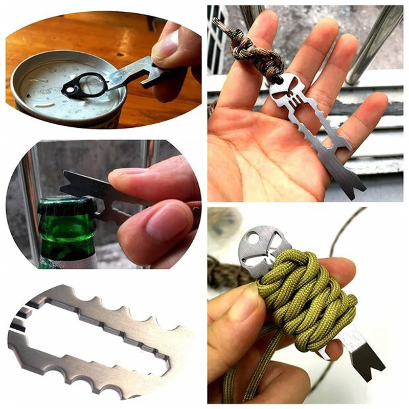 Mini EDC Pry Bar Pocket Crowbar Skull Beer Bottle Opener Keychain Tool For Outdoor Camping Hiking Multi Gear Pendant 1 Pc