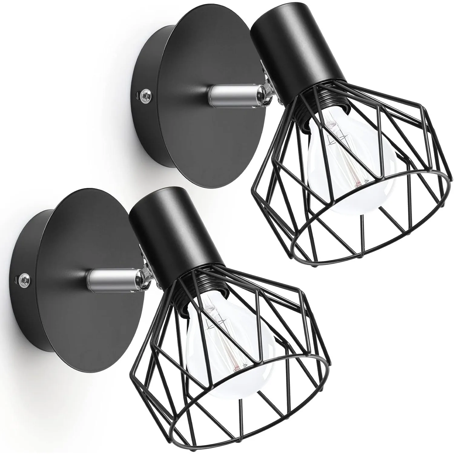 LED Ceiling Spotlight Swivel 350° E14 Wall & Ceiling LED Spot Lamp for Kitchen/Living Room/Bedroom Black 2 Pcs