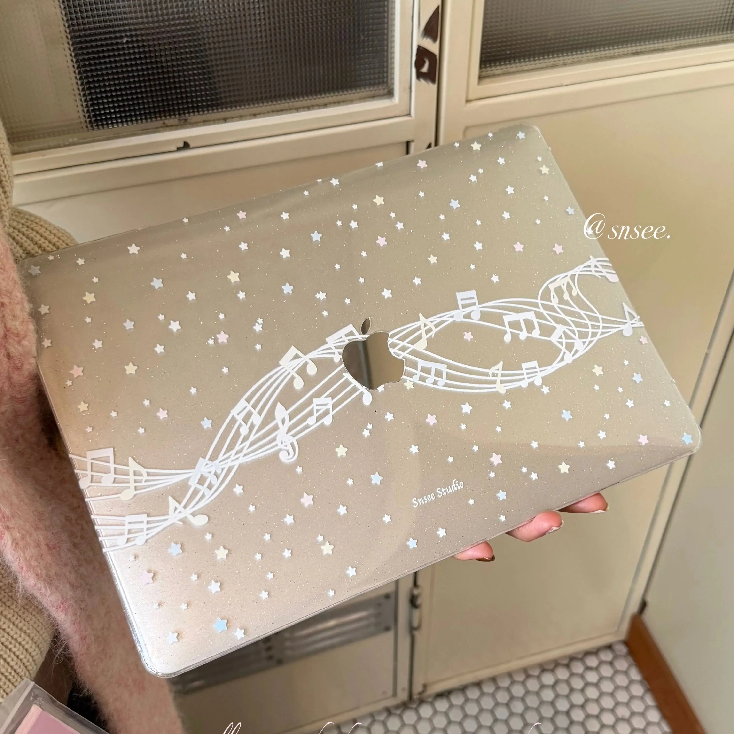 Musical Notes Star Korean Shining Laptop Case For Macbook Air 13.6 M4 NEO 15 M3 Hard Cover For Mac Book Pro 13 M1 M2 14 M4 M5 16