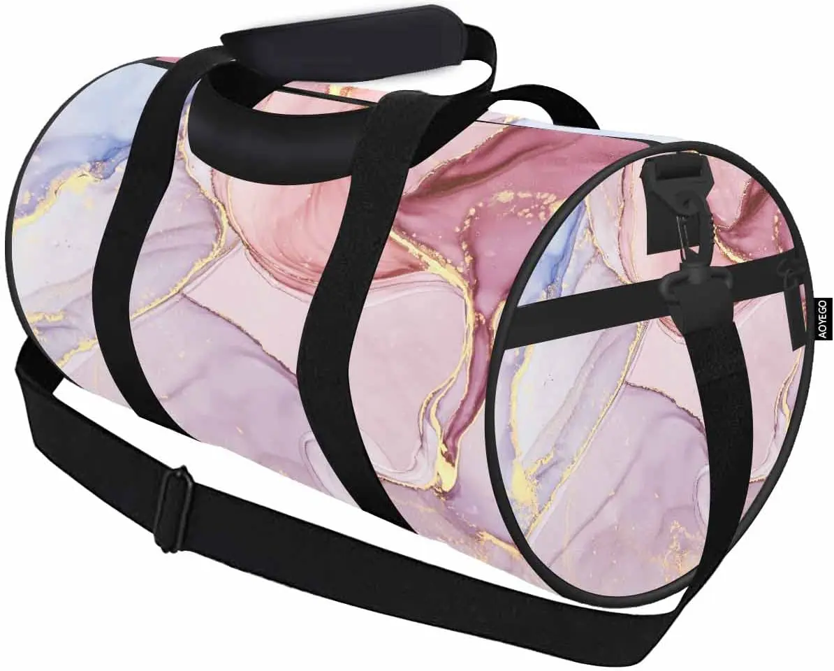 Marble Texture Travel Duffle Bag Abstract Colorful Mixing Acrylic Modern Alcohol Ink Colors Translucent Sports Tote Gym Bag