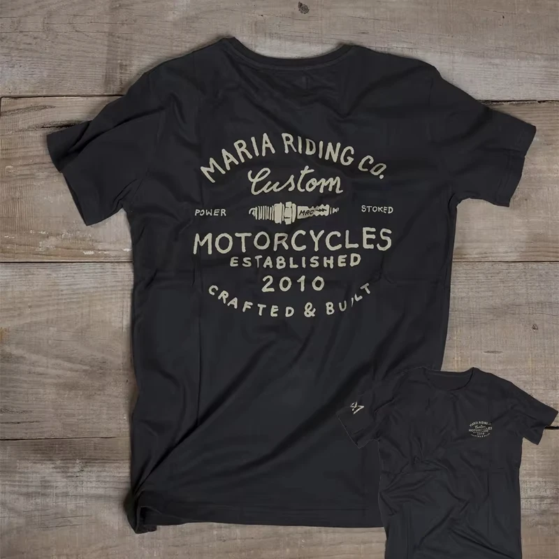 Men's Oversized Motorcycle Graphic Vintage Washed Biker Streetwear Tee, Cotton Short Sleeve Tops, Retro Harajuku Y2K Summer