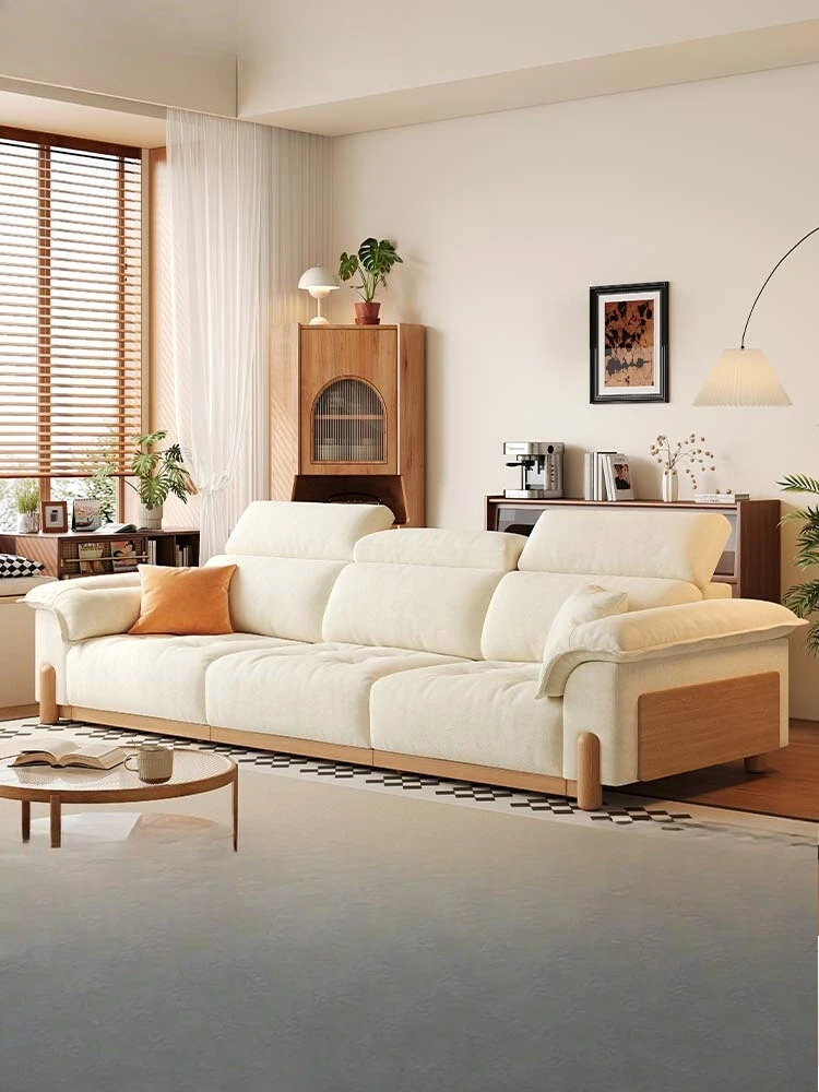 

Retro chenille living room antique multi-functional electric retractable straight row fabric sofa