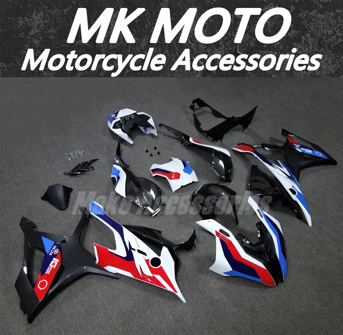 Fairings Kit Fit For M1000RR S1000rr 2019 2020 2021 2022 Bodywork Set 19-22 Injection Red White Blue Carbon fiber texture