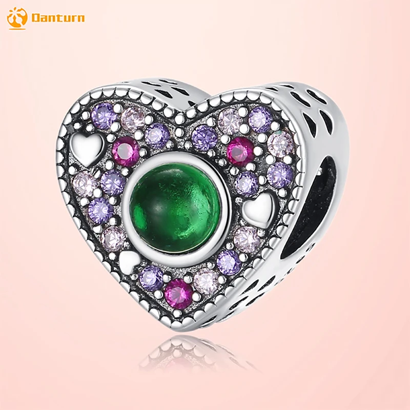 

Danturn 925 Sterling Silver Original Beads Shining Hearts Dangle Charm fit Snake Chain Bracelet Fashion Women Jewelry Making