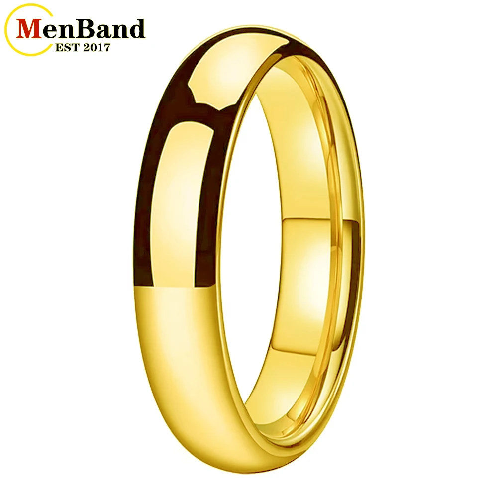 MenBand Fashion 2-10MM Gold-Color Dome High Polished Men Women Tungsten Carbide Wedding Band Rings Comfort Fit