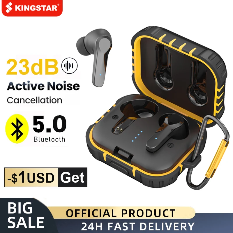 

Беспроводные наушники KINGSTAR ANC, Bluetooth 5,0, TWS наушники-вкладыши с активным шумоподавлением, водонепроницаемая игровая гарнитура с микрофоном