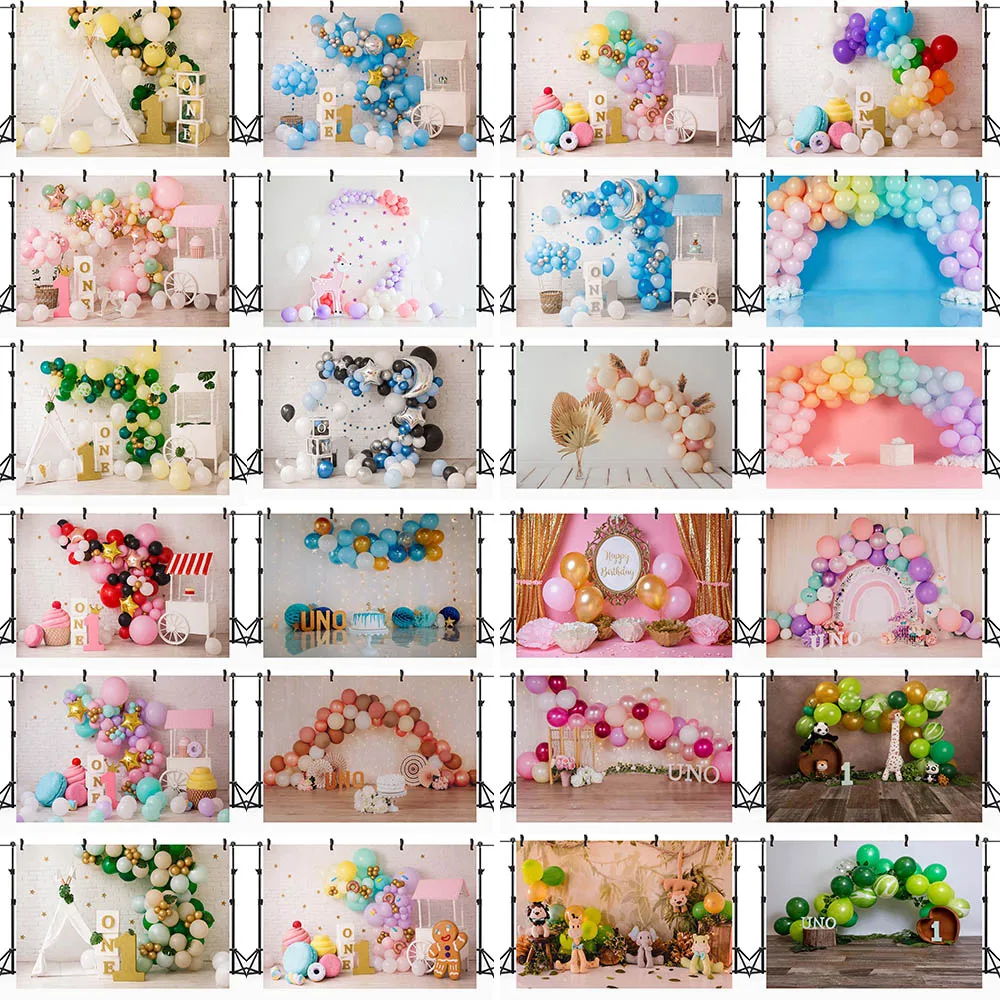 

Mocsicka Baby Birthday Party Backdrop Decorations Balloon Newborn 1st ONE Cake Smash Portrait Photography Background Photo Booth