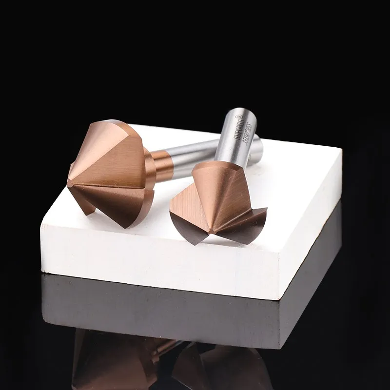 HAMPTON 3 Flute Chamfer Cutter 90 Degrees TiCN Coated HSS Drill Bit 4.5-50mm Countersink Drill Bit Wood Metal Hole Cutter
