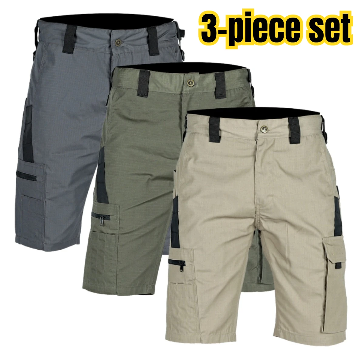 

Трехкомпонентные летние тактические шорты для тренировок на открытом воздухе с множеством карманов, рабочие шорты, водонепроницаемые и прочные брюки до колен