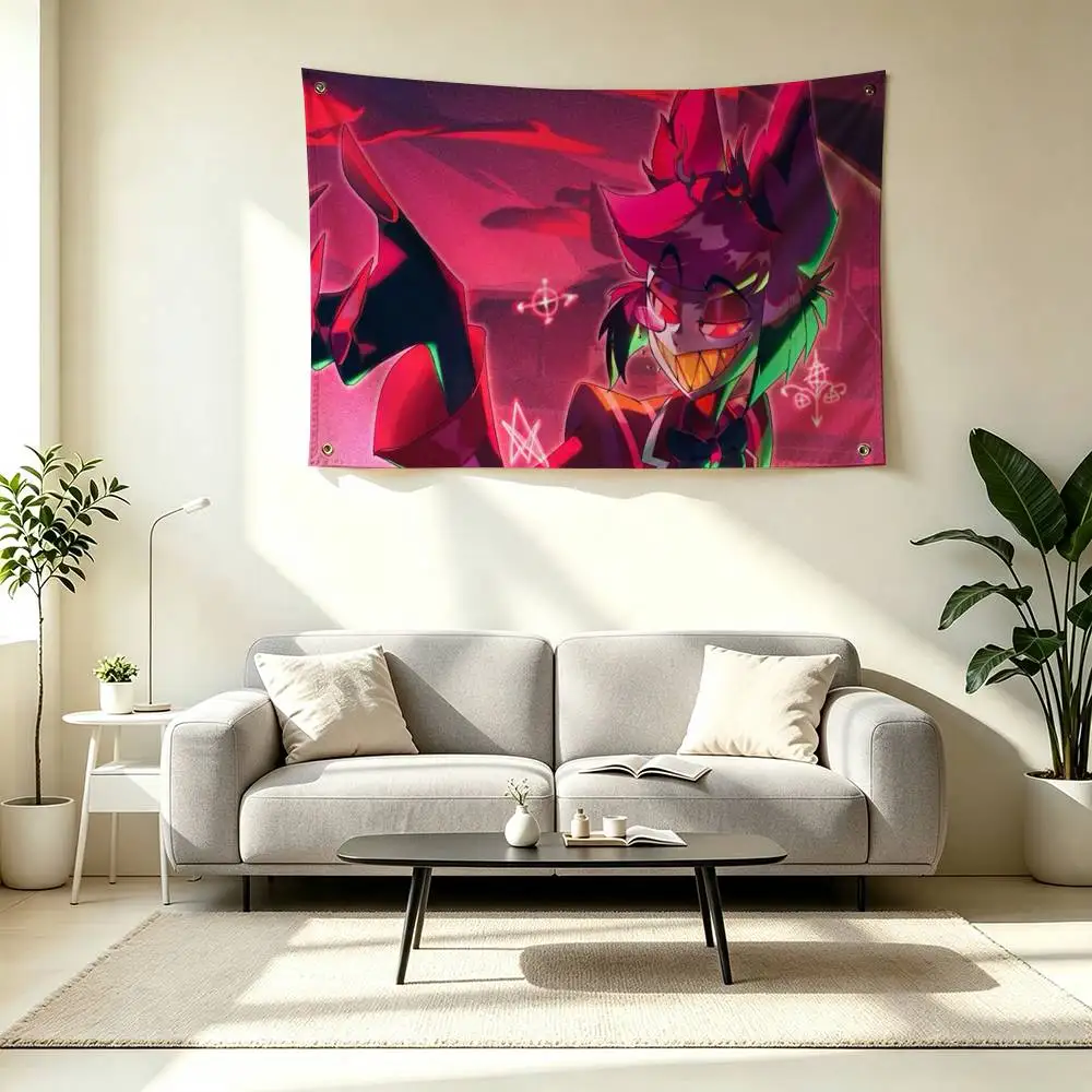 H-Hazbin Hotel Alastor Animation Flags for Bedrooms Home Decor Items Outdoor Decors Garage Decoration Flaga