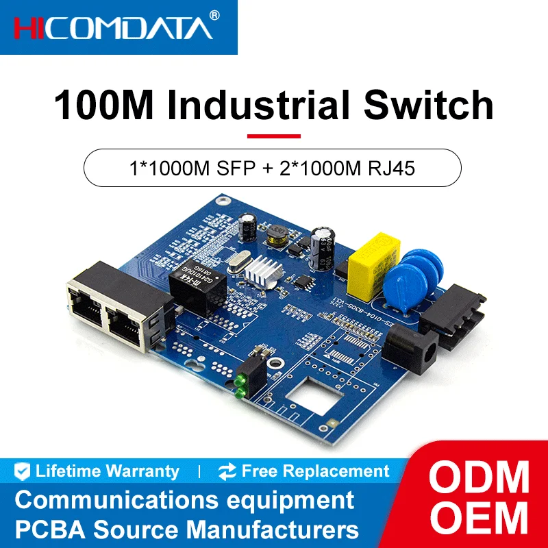 

100Mbps industrial Ethernet switch, fiber optic converter, media transceiver, switch PCBA, 100Mbps