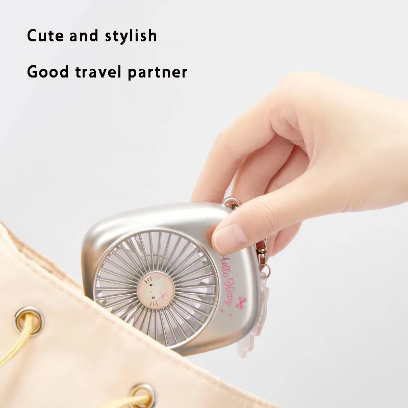 카와이 정품 헬로 키티 쿠로미 500mAh 실버 펜던트 소형 선풍기 긴 배터리 수명 사랑스러운 소녀 선물