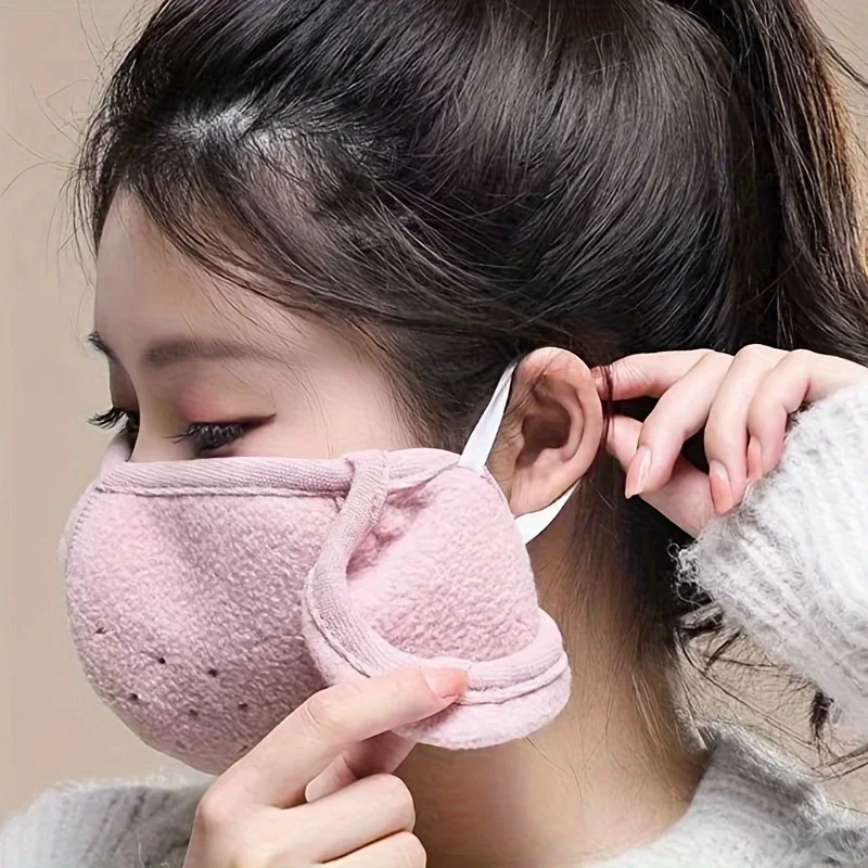 Winter Warm Face Cover Windproof Breathable Thickened Polar Fleece Ear Protection Cycling Mask Thermal Anti-Cold Ski Mask