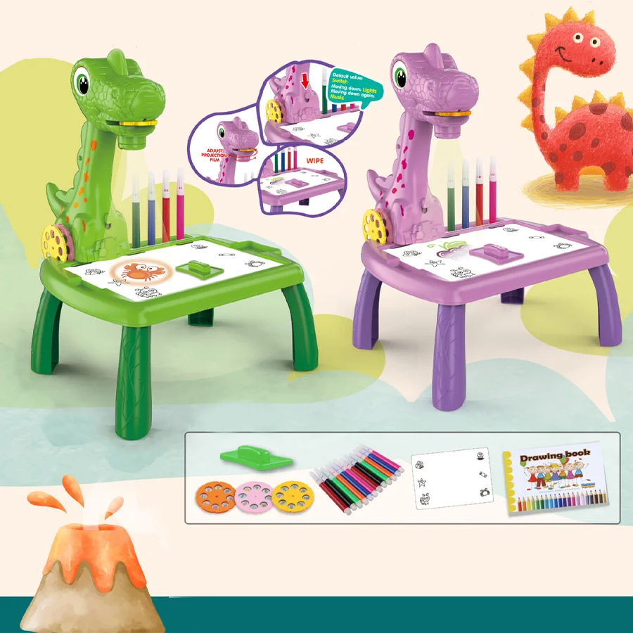 1Pc Projectie Tekentafel Multifunctionele Dinosaurus Kinderspeelgoed Voor Vroeg Onderwijs Schrijfbord