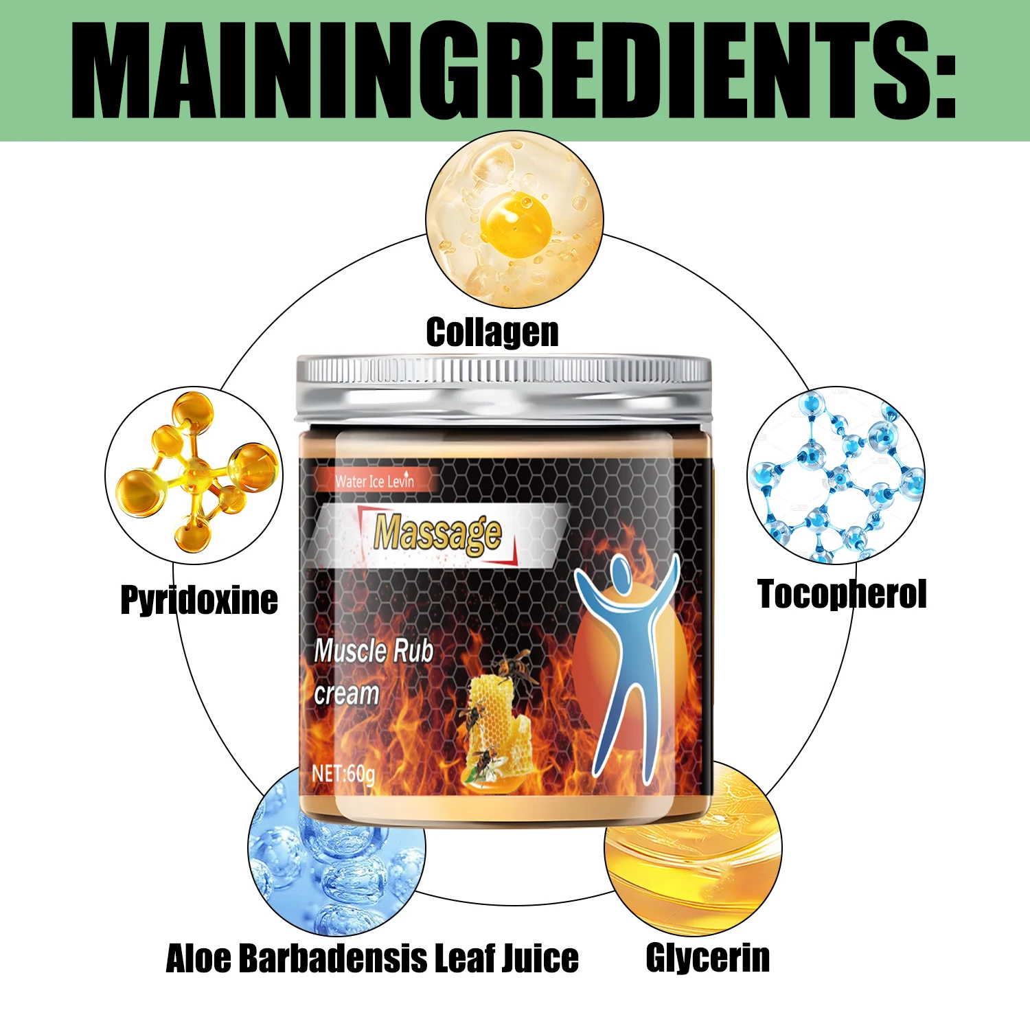 كريم تدليك العضلات، مناسب للرجال والنساء. إنها مريحة للدفء، مناسبة لجع العضلات، متوافقة مع جميع أنواع البشرة، مصممة للتدليك الصحي. #6