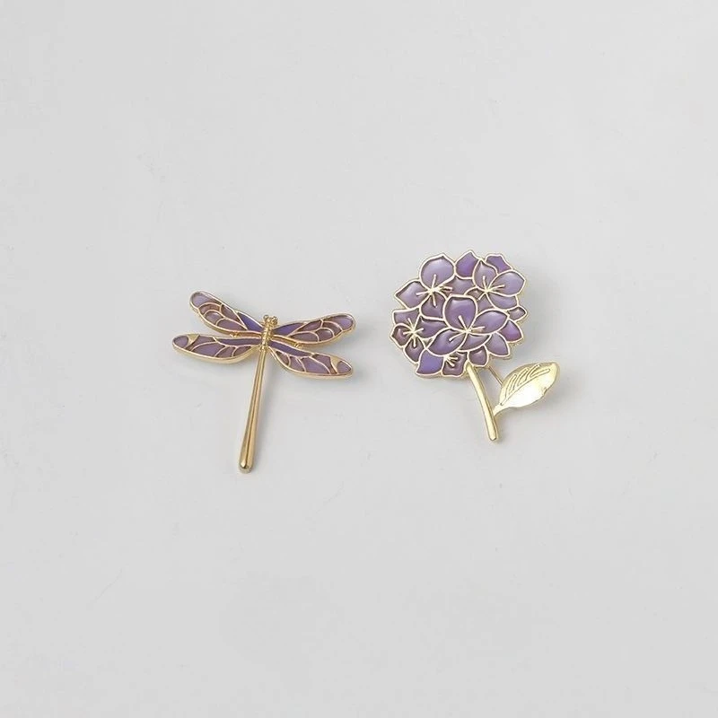 Personalized Exquisite Lilac Dragonfly Brooch Alloy Badge Clothing Corsage Woman Dress Breastpin Elegant Party Decoration