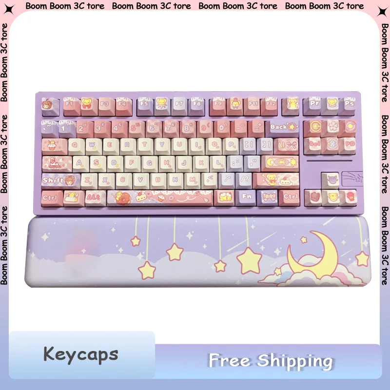 

Keycaptor Sakura 142 клавиши аниме мультфильм MOA Cherry PBT сублимационные пользовательские колпачки для механической клавиатуры аксессуары для ПК