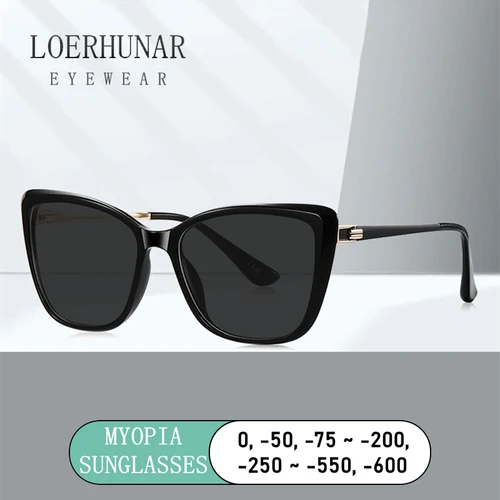 Gafas de sol para miopía anti UV con diseño de marca y montura grande para mujer con dioptrías 0 -0,5 -1,25 -1,5 -2,0 -2,25 -2,5 -2,75 -3.0 -3.5 ~ -6,0