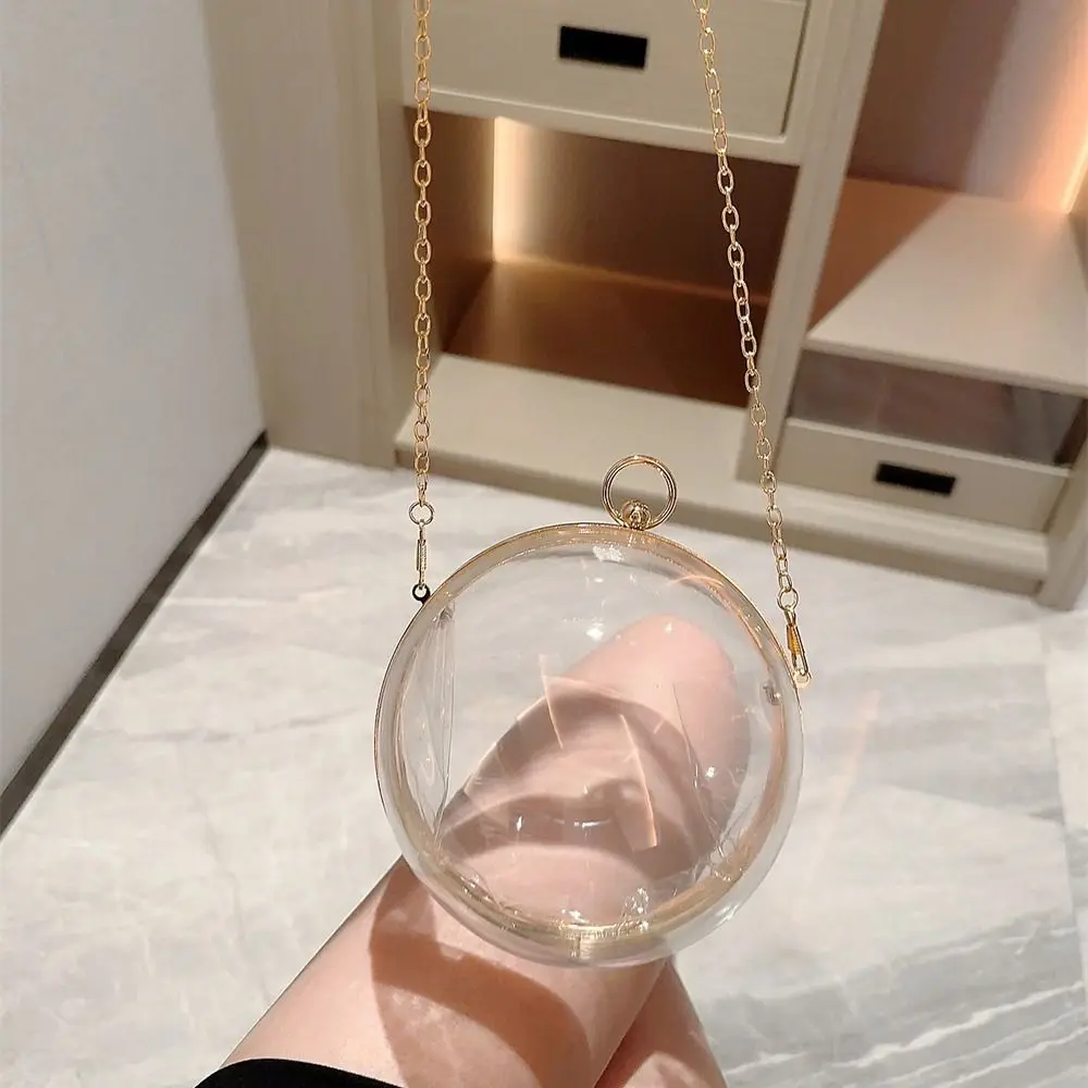 

Luxury Acrylic Transparent Chain Shoulder Bags Circular Evening Bag Purse for Wedding Party