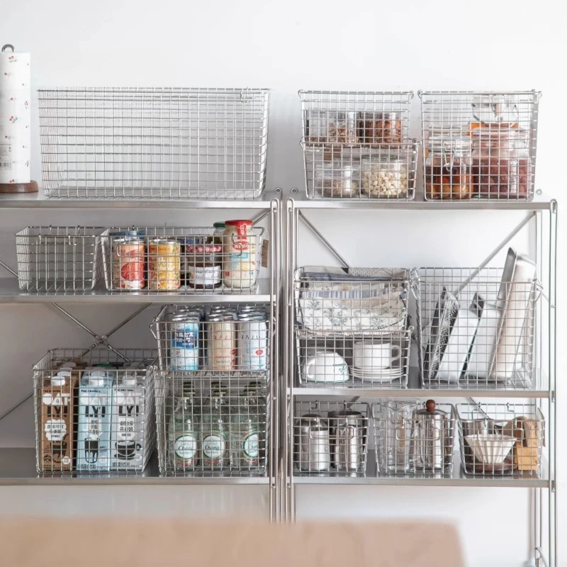 

Stainless Steel Storage Basket for Kitchen Large Capacity Organizer Bin Multipurpose Metal Wire Mesh Box Durable Utility Basket