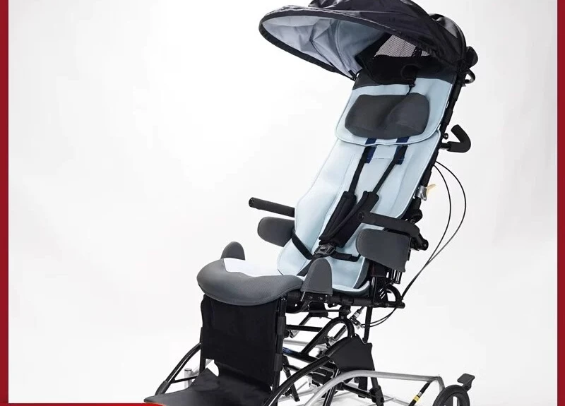 Children's wheelchair is folded and light to lie down