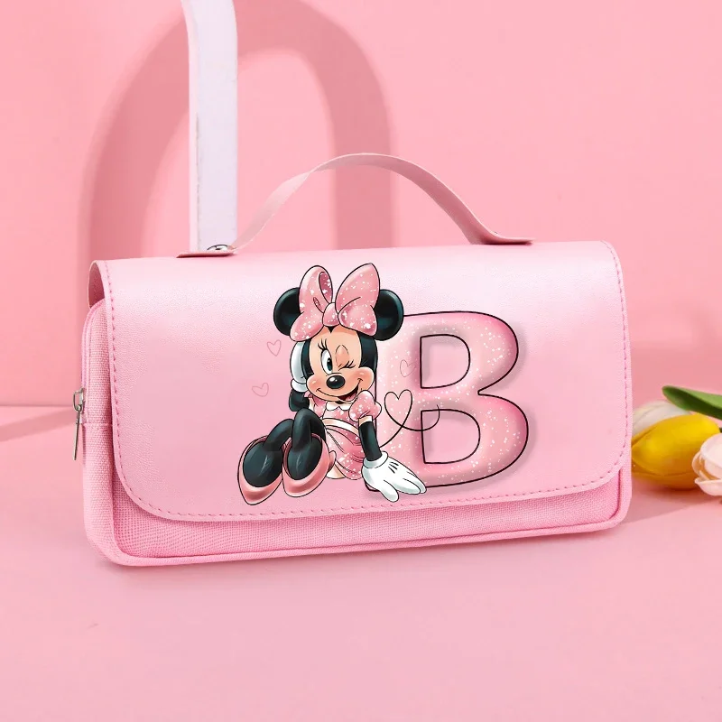 Kawaii Minnie Pencil Case Pouch Large Capacity Pen Storage Bag Decompression Creative Disney Stationery School Supplies for Girl