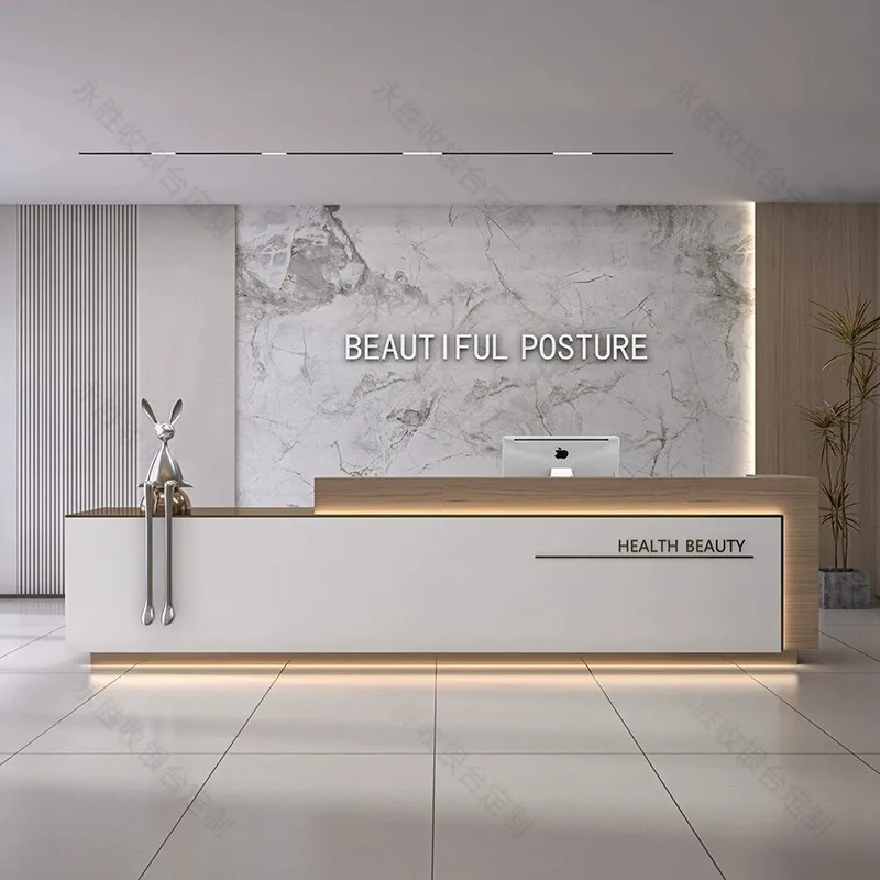 Modern New Chinese Style Log Color Company Foot Bath Shop Health Center Homestay Bar Counter
