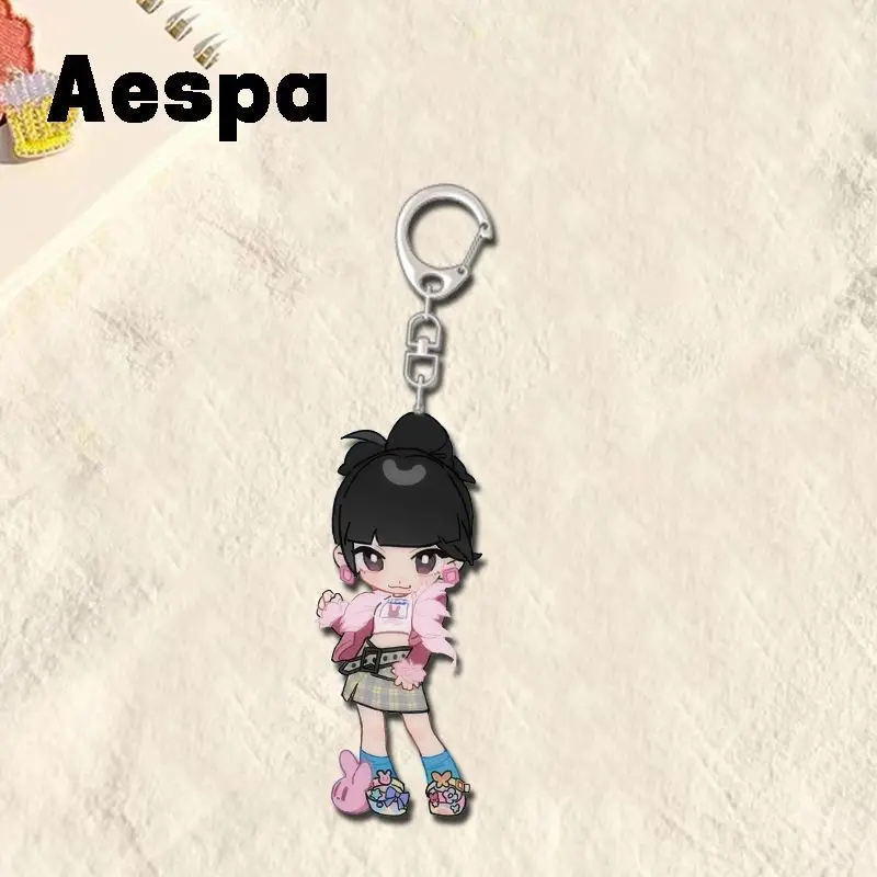 4 Pcs Aespas Q Version Transparent Acrylic Keychain Cartoon Pattern Bag Charm Handbag Backpack Decor - view 2