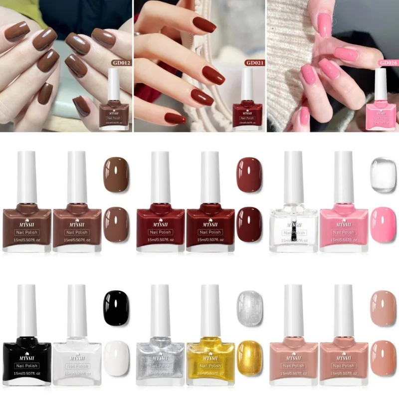 2 szt./zestaw 15ml Czerwono-brązowa szklana butelka Zestaw lakierów do paznokci żelowych NoWipe Top Soak Off UV LED Lakier do paznokci z brokatem Kolorowy lakier do paznokci do zdobienia