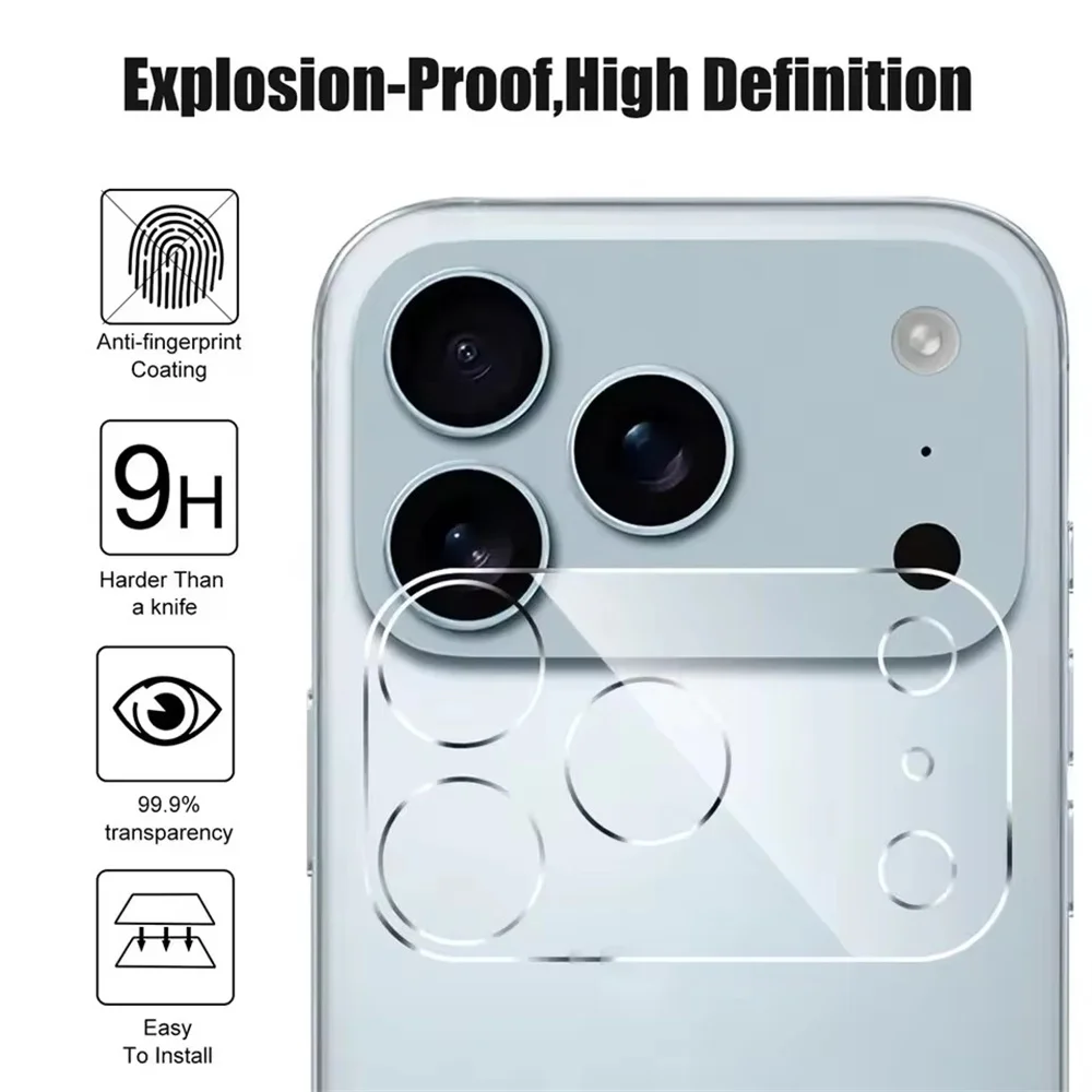 4PCS 3D Transparent Camera Lens for iPhone 17 18 16 15 14 Plus 13 12 Mini 11 Pro Max Tempered Glass Film for iPhone 18 Pro Max
