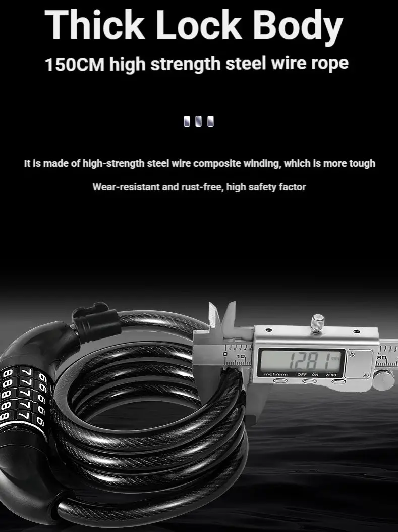 TOSUOD Bicycle Cable Lock MTB Road Bicycle Anti-Theft Four or Five Digit Password Scooter Motorcycle Accessories Bicycle Lock - view 5