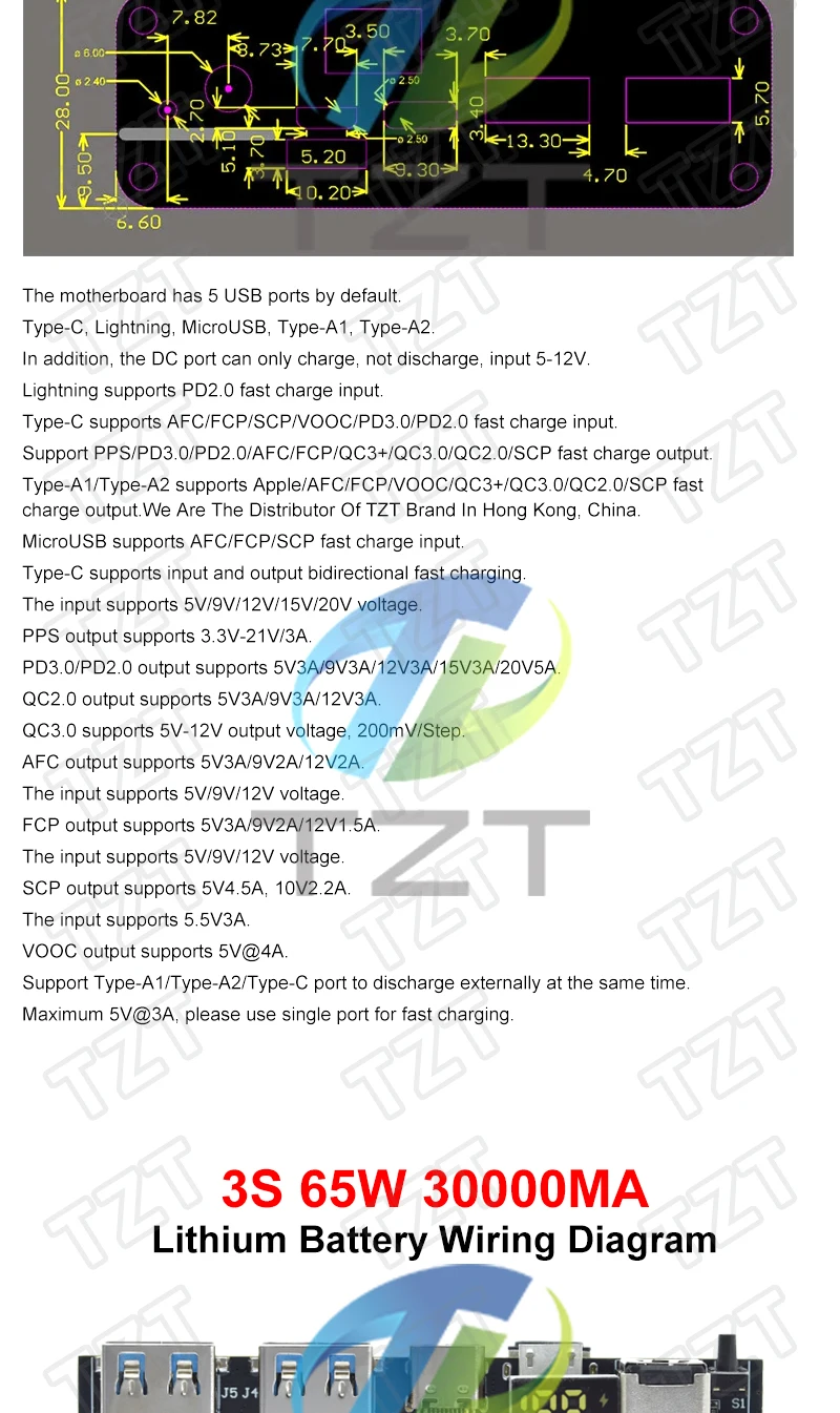 TZT 1/3 Stück QC4.0 QC3.0 LED Dual USB PD Schnellladung 5A 100W Micro/Typ-C USB Mobile Power Bank 18650 Lademodul – Detail 17