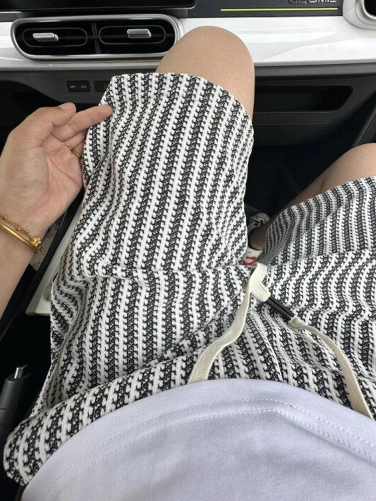 

Повседневные полосатые брюки-капри унисекс для молодежи, весна-лето, из полиэстера, не требующие глажки