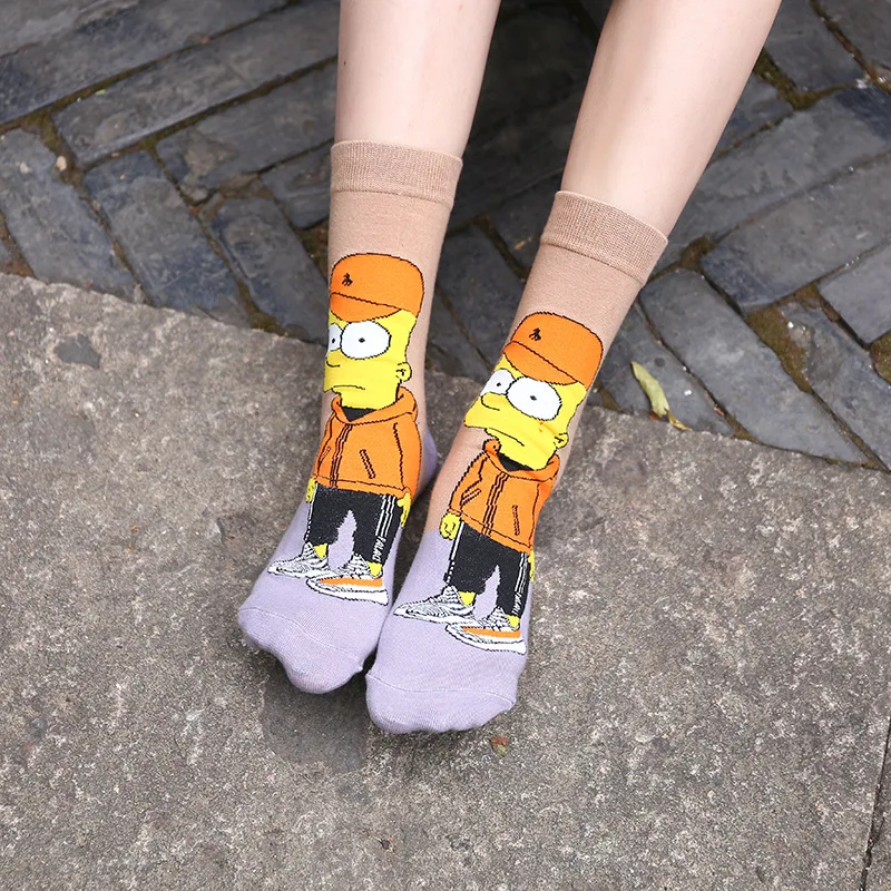 2022 new arrival Personality cartoon Simpson socks women men happy socks Harajuku hip-hop combed cotton Sokken kawaii cute socks