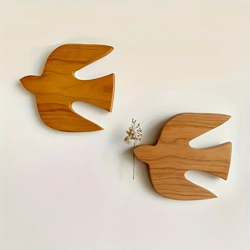 CANBOUN1pc Simple Wood Bird Crafts Homing Wall Decoration Japanese Swallow Wooden Block Creative Pendant Children's Room Decorat