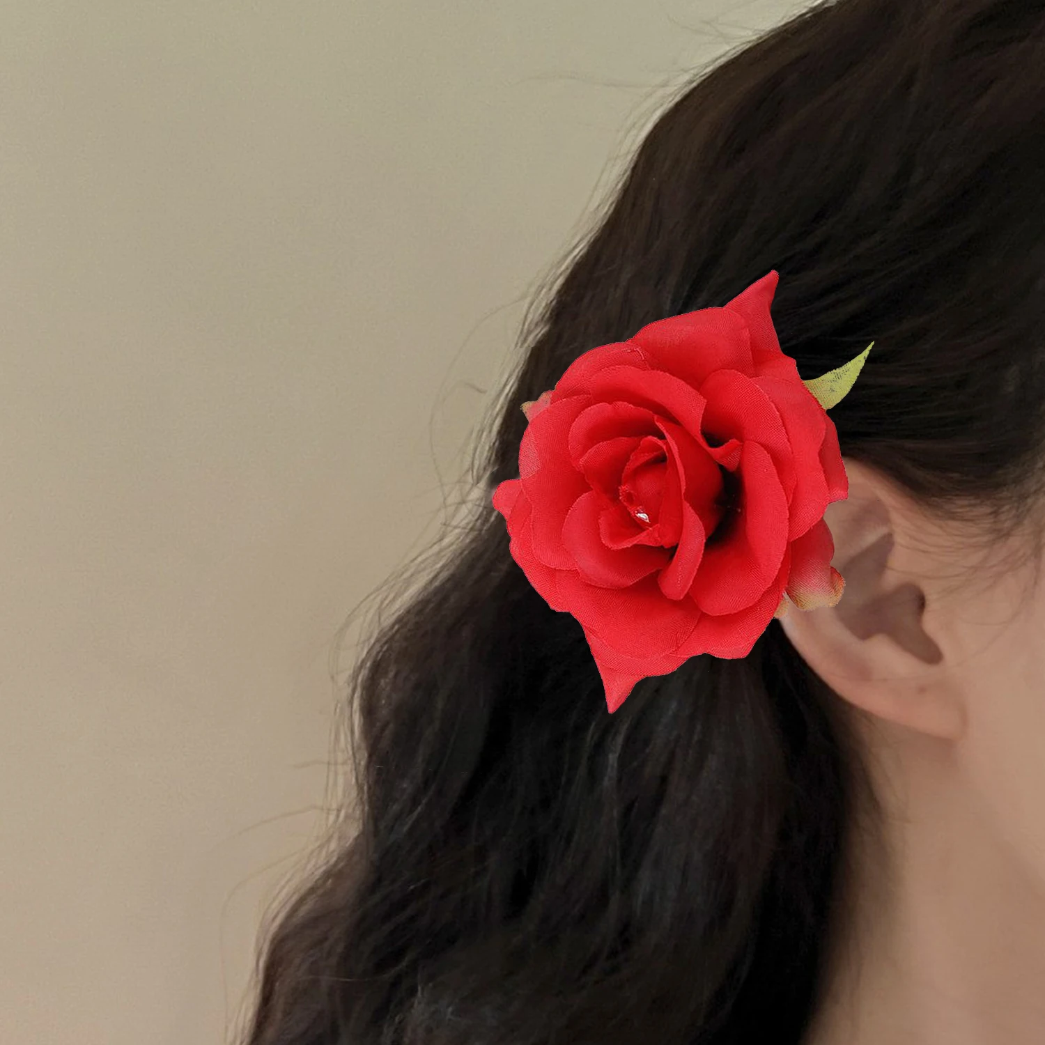 Fashion Red Cloth Rose Flower Hairpin Brooch Bridal Wedding Bridesmaid Party Artificial Rose Hair Clip Hair Accessories