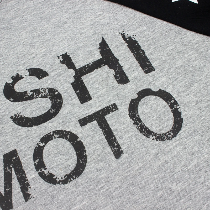 Hip Hop Street 2XL SATOSHI Tshirts Classic Letters Faded Print Retro Stars Kirin Arm Long Sleeve Patchwork Sweatshirt Men Women
