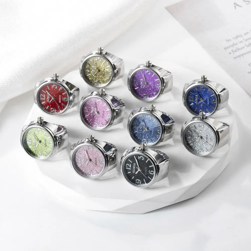 Creative Alloy Digital Couple Watch Ring Quartz Retro Ring Watch Jewelry Gift Elastic Rings Women