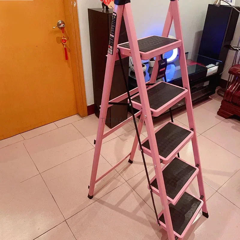 Non-slip Home Step Ladders Indoor Folding Ladder Multi-functional Thickened Steel Pipe Shrinking Step Stools Climbing Stairs H