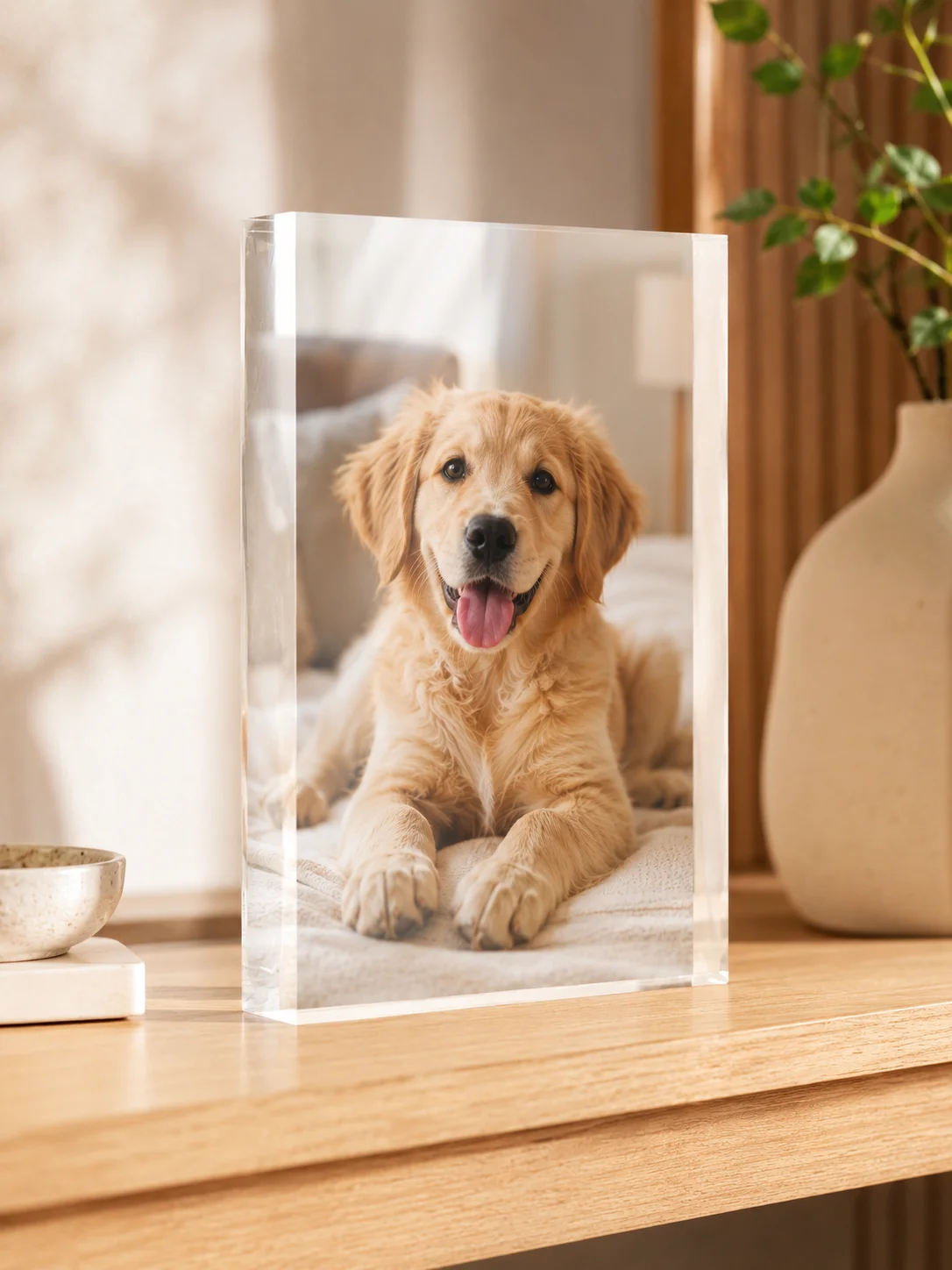 Personalized Acrylic Photo Block, Custom Picture Print Display for Family Couple Pet Wedding Anniversary Birthday Home Desk Deco